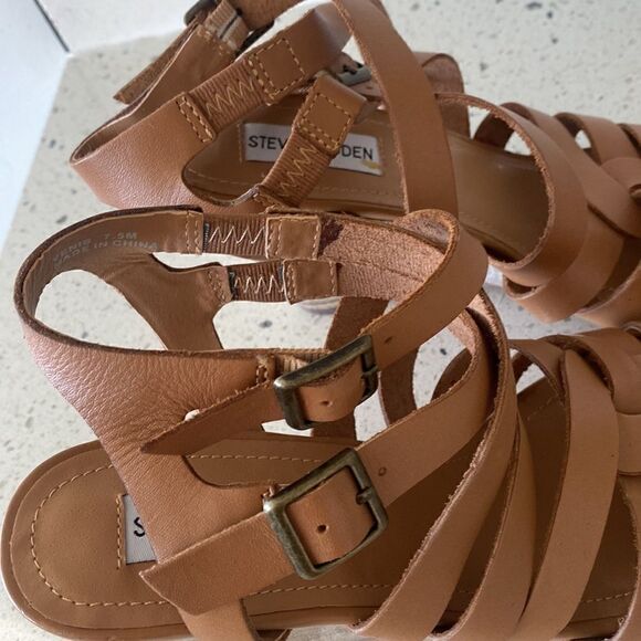 Steve Madden Venis Natural Leather Strappy Wedge Sandals Women’s Size 7.5 - Picture 10 of 13